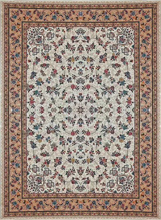  فرش ماشینی 440 شانه طرح گیلدا زمینه کرم (غیربرجسته) 