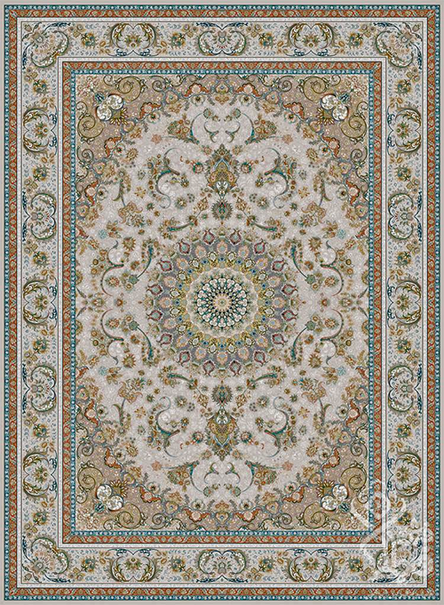 فرش قیطران 1500 شانه طرح بهناز زمینه کرم (برجسته)
