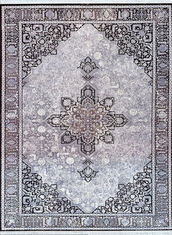 فرش مهدیان 700 شانه کد 70064 زمینه ذغالی-دودی (برجسته)