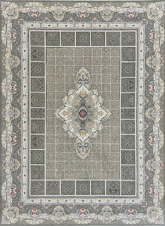 فرش مهدیان 1500 شانه کد 3052 زمینه طوسی (برجسته)