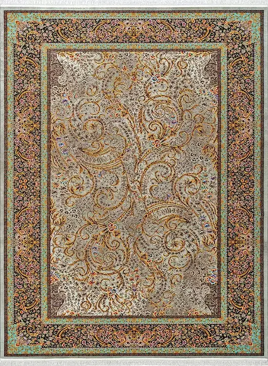  فرش محتشم 1500 شانه کد 2000005160 زمینه نقره ای (برجسته) 