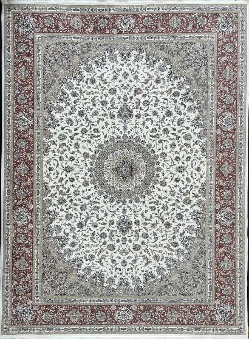 فرش مهدیان 1500 شانه کد 154049 زمینه کرم (برجسته)