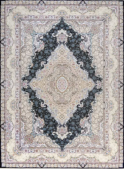 فرش داریوش 1500 شانه کد 1540 زمینه سورمه ای (برجسته)
