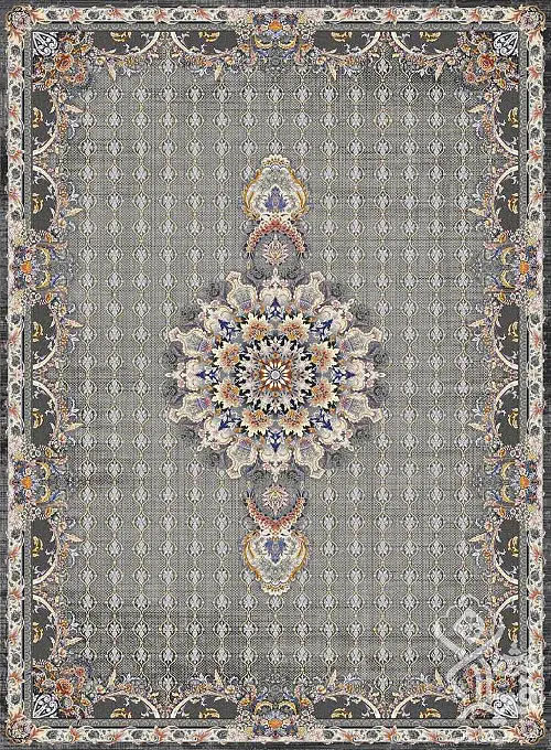 فرش قیطران 1200 شانه طرح مهرنوش زمینه فیلی (برجسته)