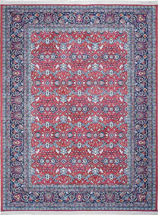 فرش محتشم گبه کد 100356 زمینه لاکی (غیربرجسته)