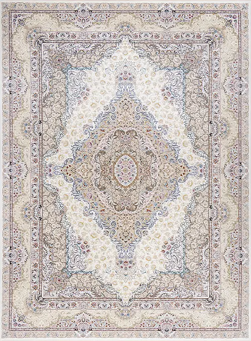 فرش داریوش 1500 شانه کد 1540 زمینه سفید (برجسته)