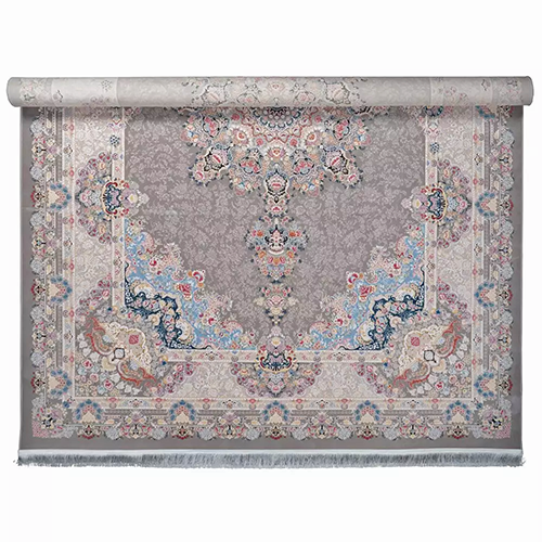  فرش محتشم 1500 شانه طرح سالاری زمینه دودی (برجسته) 