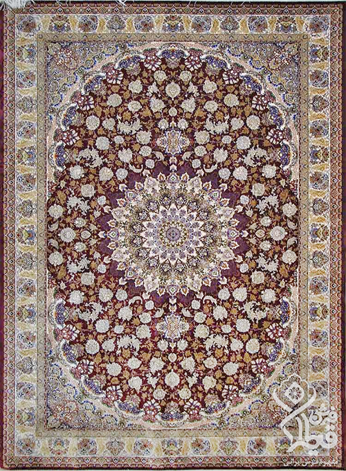 فرش قیطران 1200 شانه کلکسیون ابریشمی طرح الیسا زمینه رناسی (برجسته)