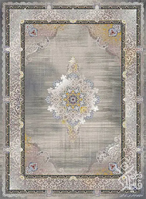 فرش قیطران 1200 شانه طرح برسین زمینه کرم (برجسته)