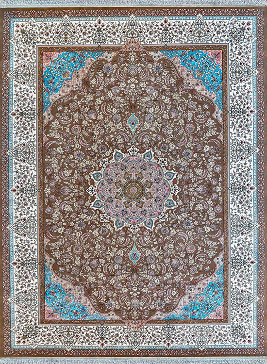 فرش مهدیان 1200 شانه کد 12831 زمینه گردویی (غیربرجسته)