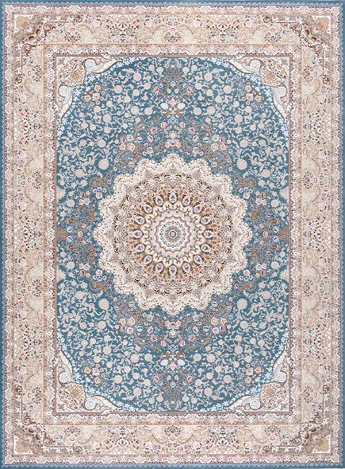 فرش داریوش 1500 شانه کد 1538 زمینه آبی (برجسته)