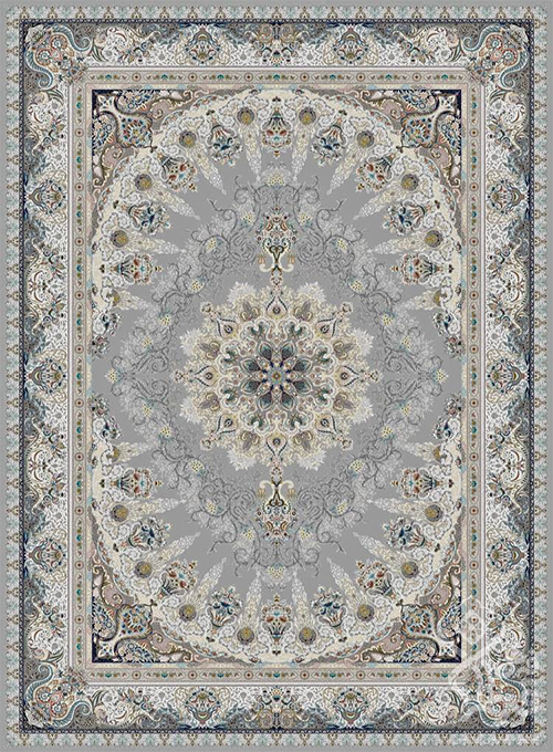 فرش قیطران 1500 شانه طرح مخمل زمینه فیلی (برجسته)