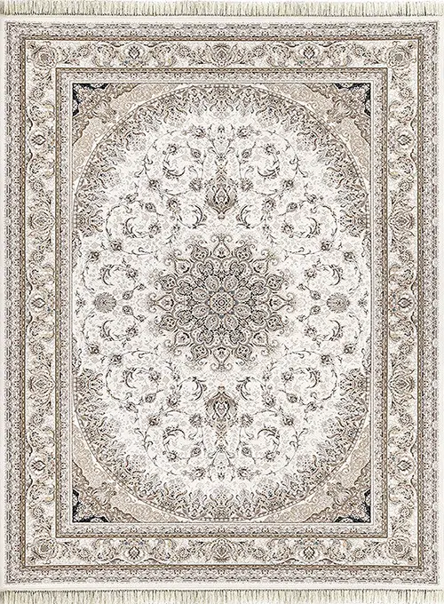 فرش داریوش 1500 شانه کد 1585 زمینه سفید (برجسته)