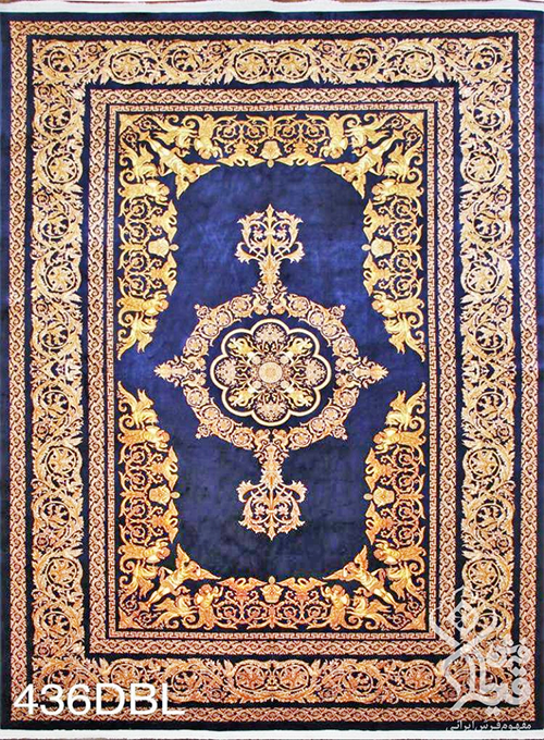 فرش قیطران 1200 شانه کلکسیون ابریشمی طرح جواهرات زمینه روسی (برجسته)