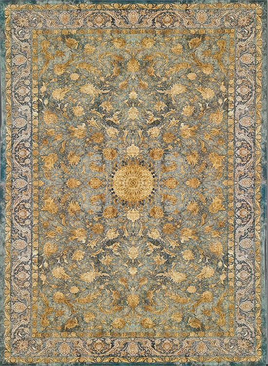  فرش آینده 1200 شانه کد 652 زمینه فیروزه ای (غیربرجسته) 