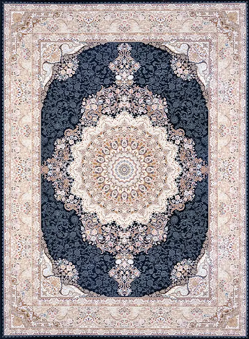 فرش داریوش 1500 شانه کد 1538 زمینه سورمه ای (برجسته)