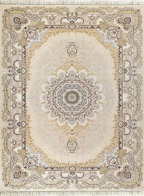 فرش داریوش 1500 شانه کد 1558 زمینه کرم (برجسته)