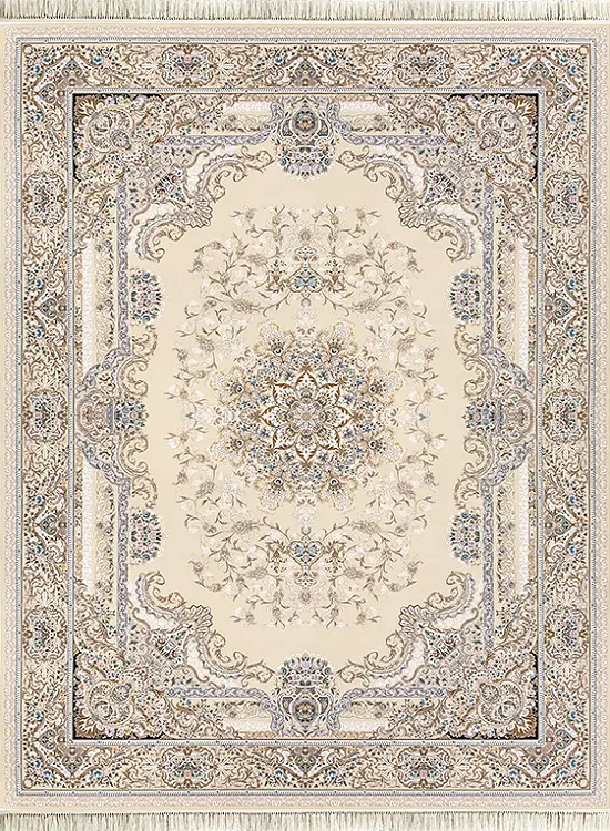فرش داریوش 1500 شانه کد 1580 زمینه کرم (برجسته)