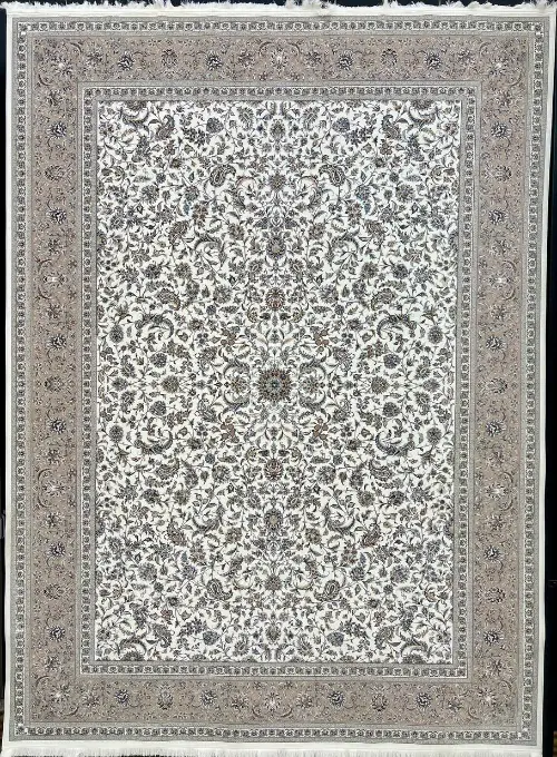 فرش مهدیان 1500 شانه کد 154118 زمینه کرم (برجسته)