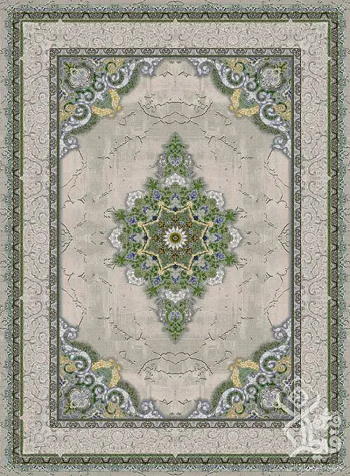 فرش قیطران 1200 شانه طرح غمزه زمینه کرم (برجسته)