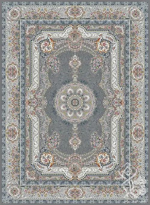  فرش قیطران 1500 شانه طرح السا زمینه طوسی (برجسته) 