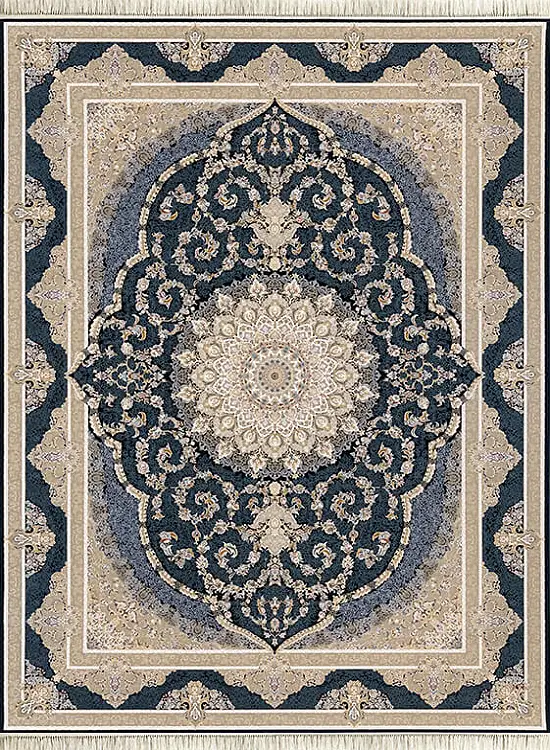 فرش داریوش 1500 شانه کد 1566 زمینه سورمه ای (برجسته)
