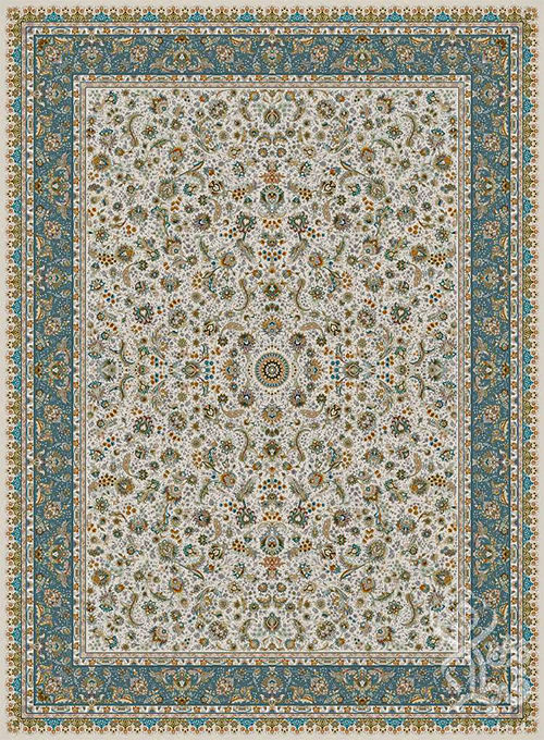 فرش قیطران 1500 شانه طرح آبتین زمینه کرم (برجسته)