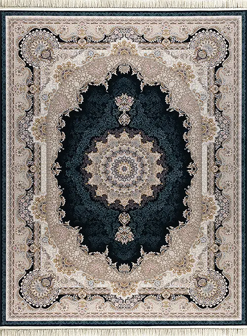 فرش داریوش 1500 شانه کد 1552 زمینه سورمه ای (برجسته)