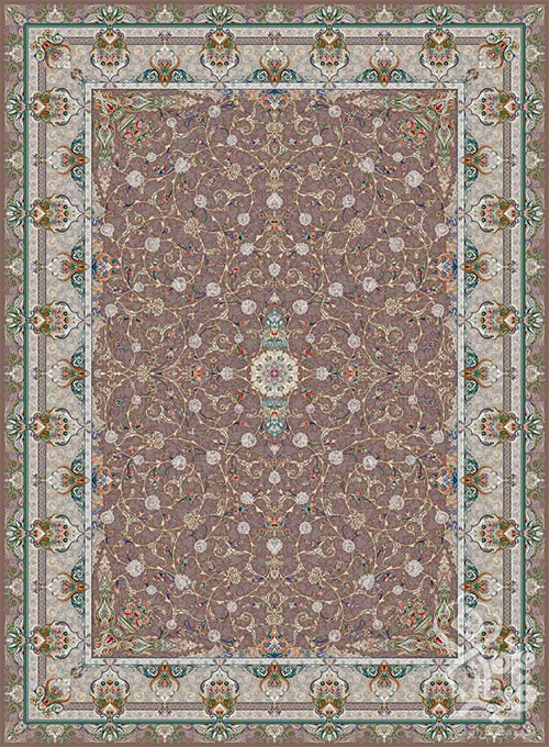 فرش قیطران 1500 شانه طرح سین دخت زمینه سوسنی (برجسته)