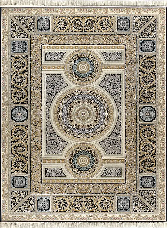 فرش داریوش 1500 شانه کد 1561 زمینه سورمه ای (برجسته)