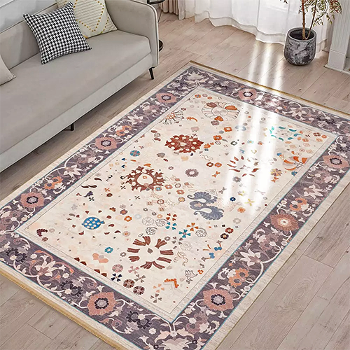  فرش محتشم کلاریس کد 900403 زمینه کرم (غیربرجسته) 