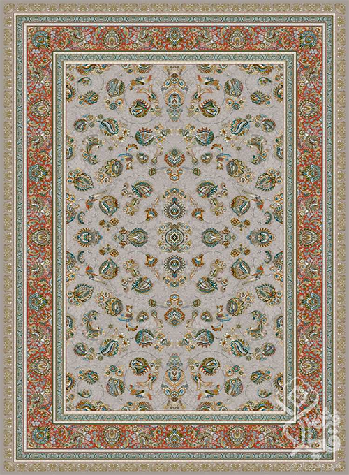 فرش قیطران 1500 شانه طرح ملیسا زمینه نسکافه ای (برجسته)