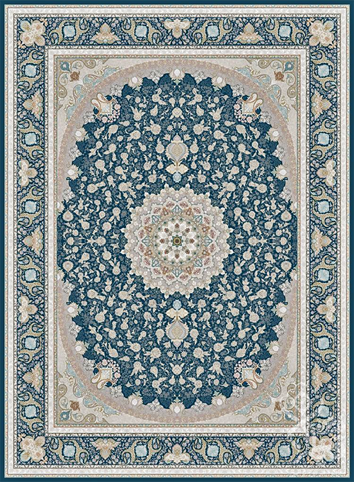 فرش قیطران 1500 شانه طرح سلطان زمینه سورمه ای (برجسته)