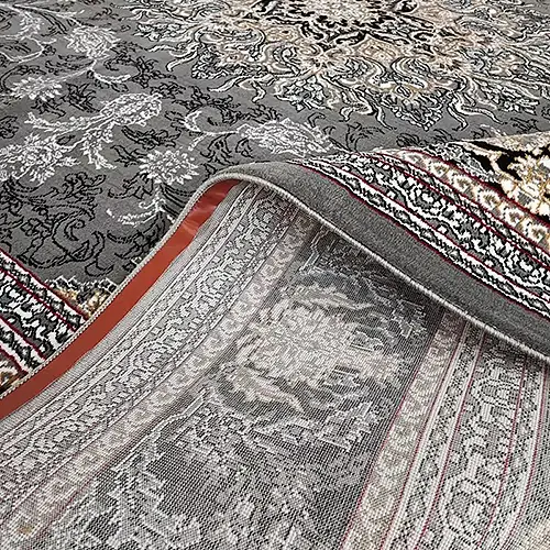 فرش کاشان (RUG) 500 شانه طرح آیلین زمینه فیلی (غیربرجسته) 