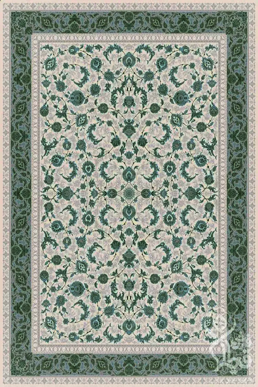 فرش قیطران 1200 شانه کلکسیون نوال طرح جم زمینه کرم هایبالک (برجسته)