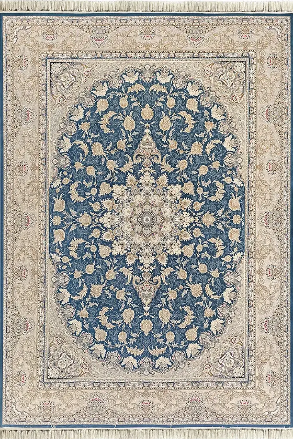 فرش داریوش 1200 شانه کلکسیون هیلتون کد 1201 زمینه آبی (برجسته)