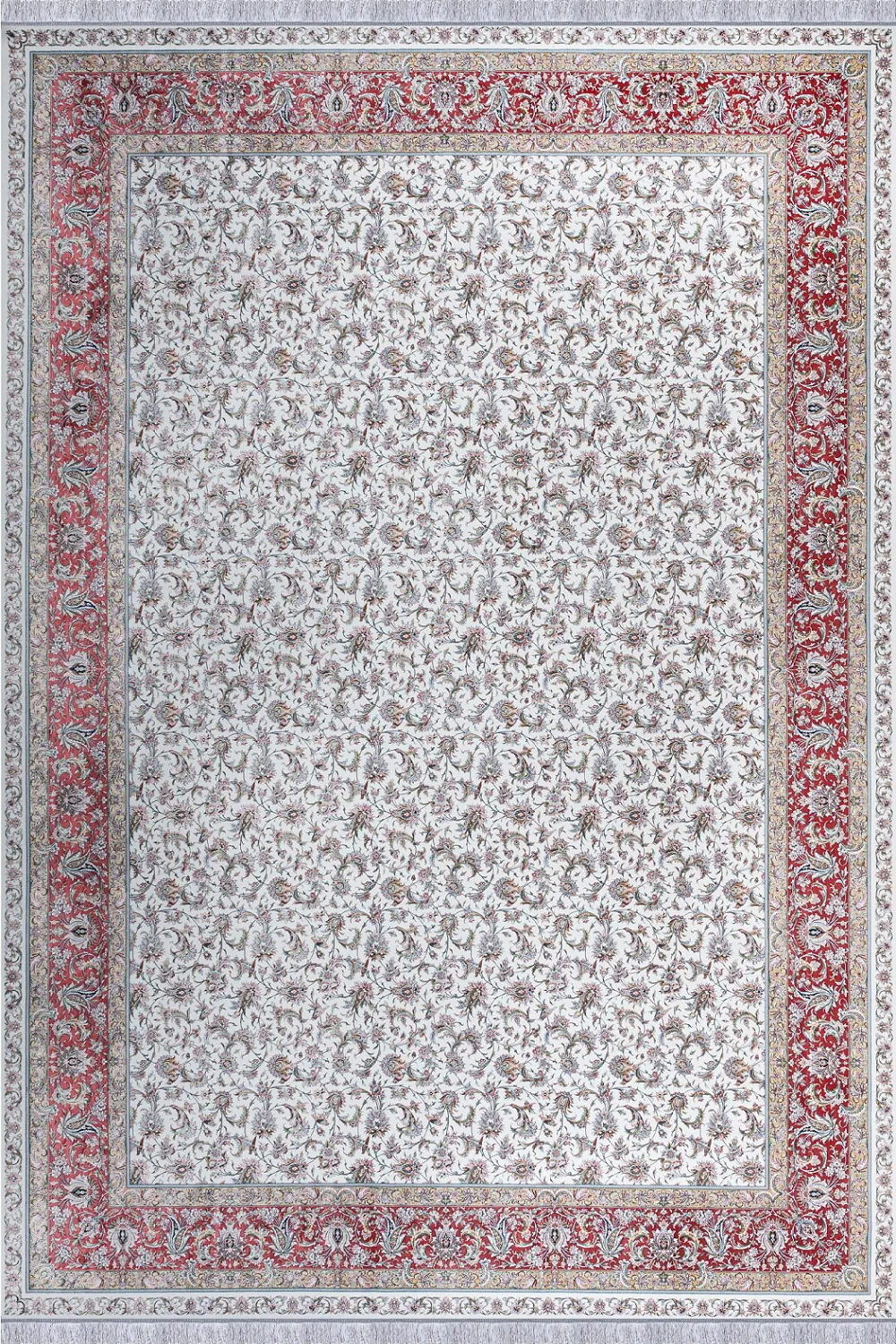 فرش مهدیان 1500 شانه کلکسیون والری کد 50421 زمینه کرم (برجسته)