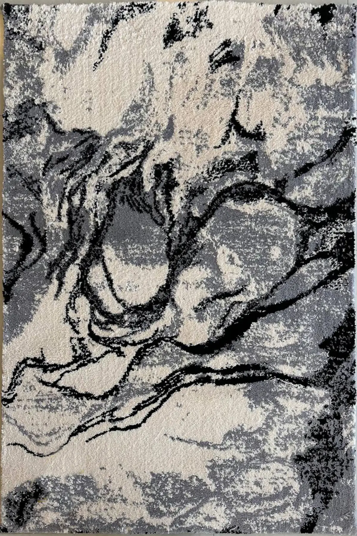 فرش آدینا پرزبلند کلکسیون ویلو کد 1734 زمینه کرم-طوسی (شگی)