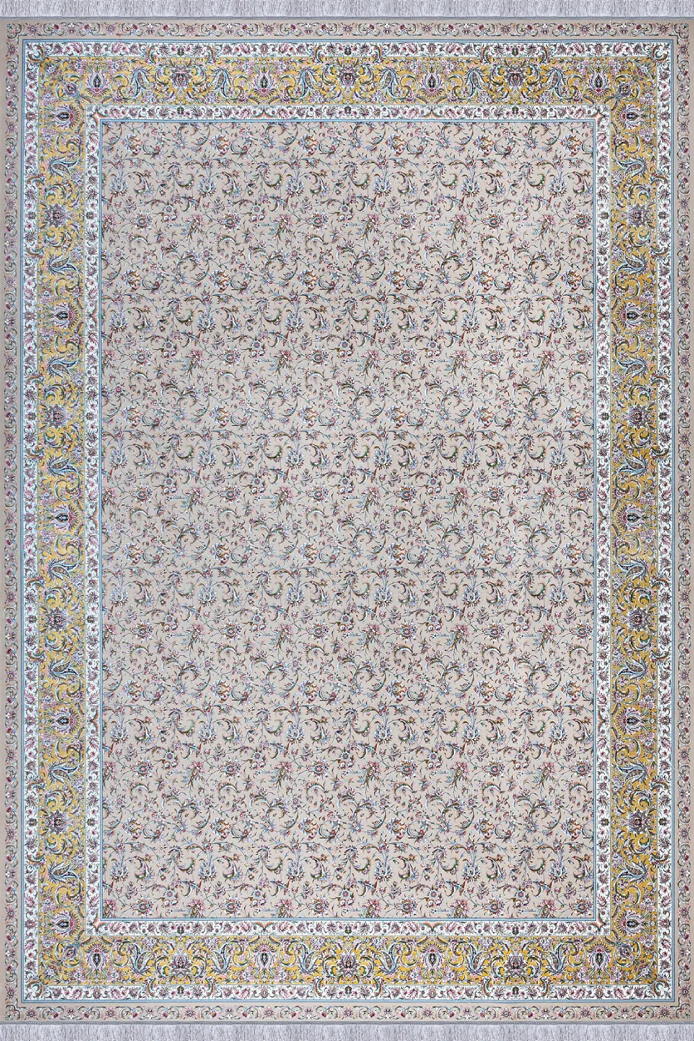 فرش مهدیان 1500 شانه کلکسیون والری کد 50403 زمینه بژ (برجسته)