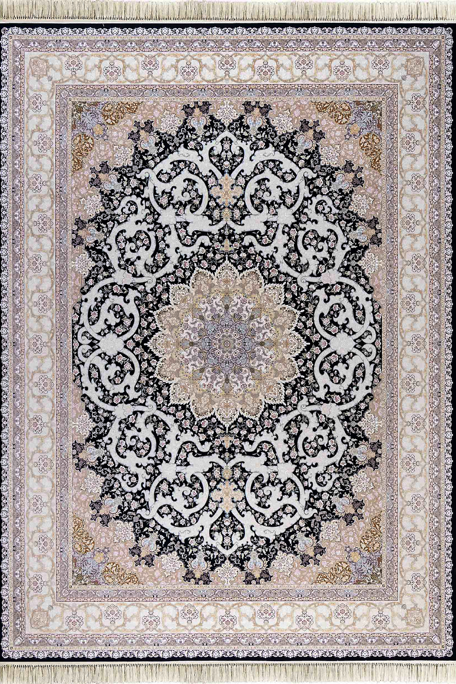 فرش داریوش 1500 شانه کلکسیون مینیاتور کد D1545 زمینه سورمه ای (برجسته)