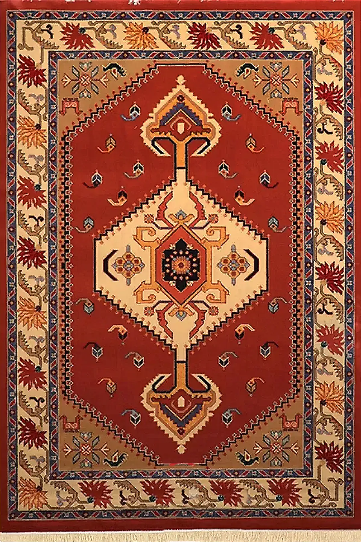 فرش ستاره کویر یزد کلکسیون شاهسون کد SH-b007-5040 زمینه لاکی (غیربرجسته)