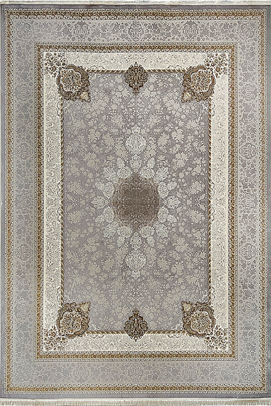 فرش باستان یزد 1200 شانه کد 01-10 زمینه نقره ای (برجسته)