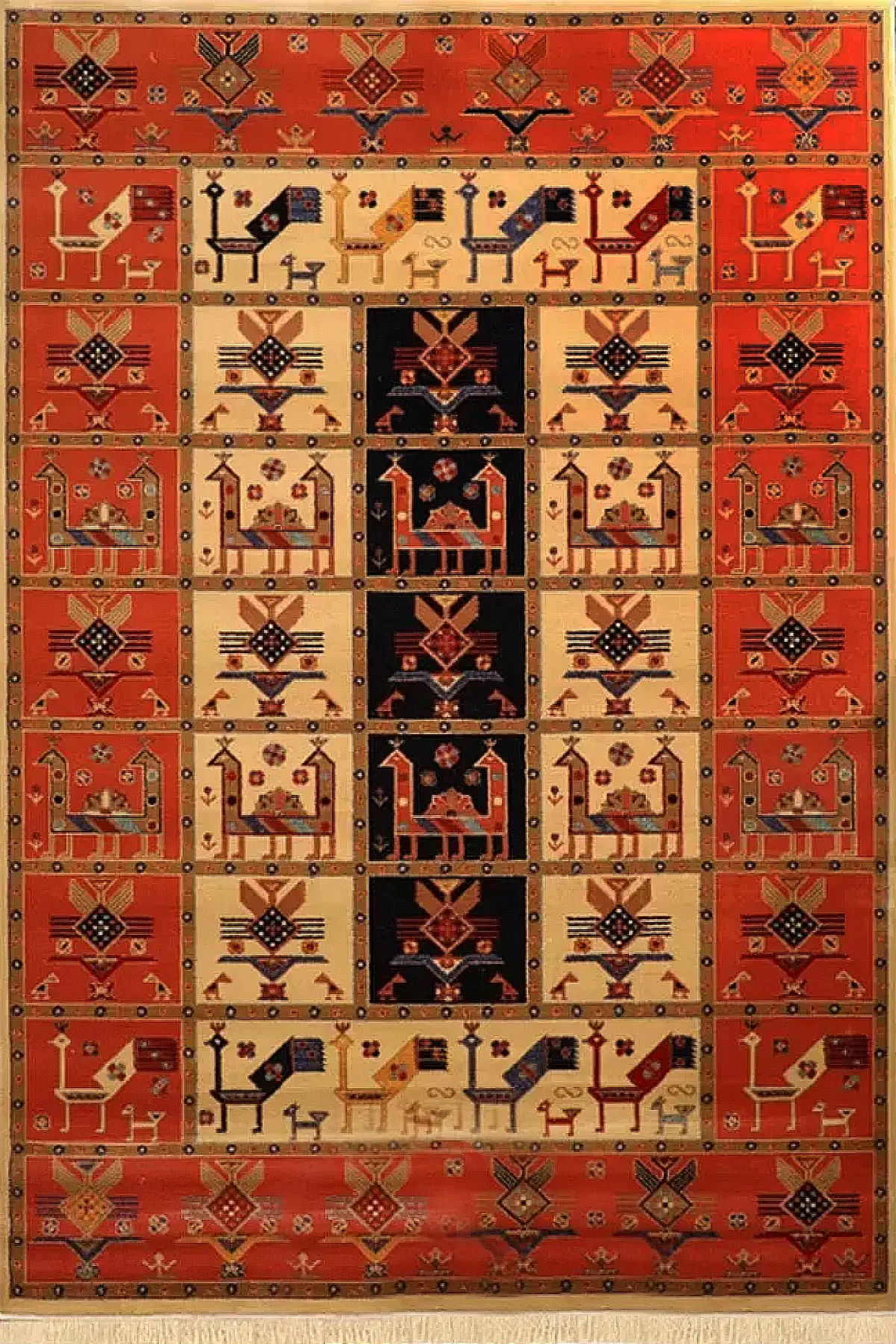 فرش ستاره کویر یزد کلکسیون شاهسون کد SH-b002-5003 زمینه کرم (غیربرجسته)