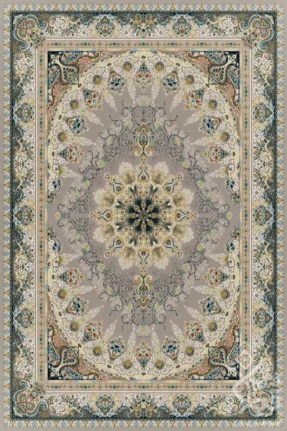 فرش قیطران 1500 شانه کلکسیون 1500 شانه طرح مخمل زمینه نسکافه ای (برجسته)