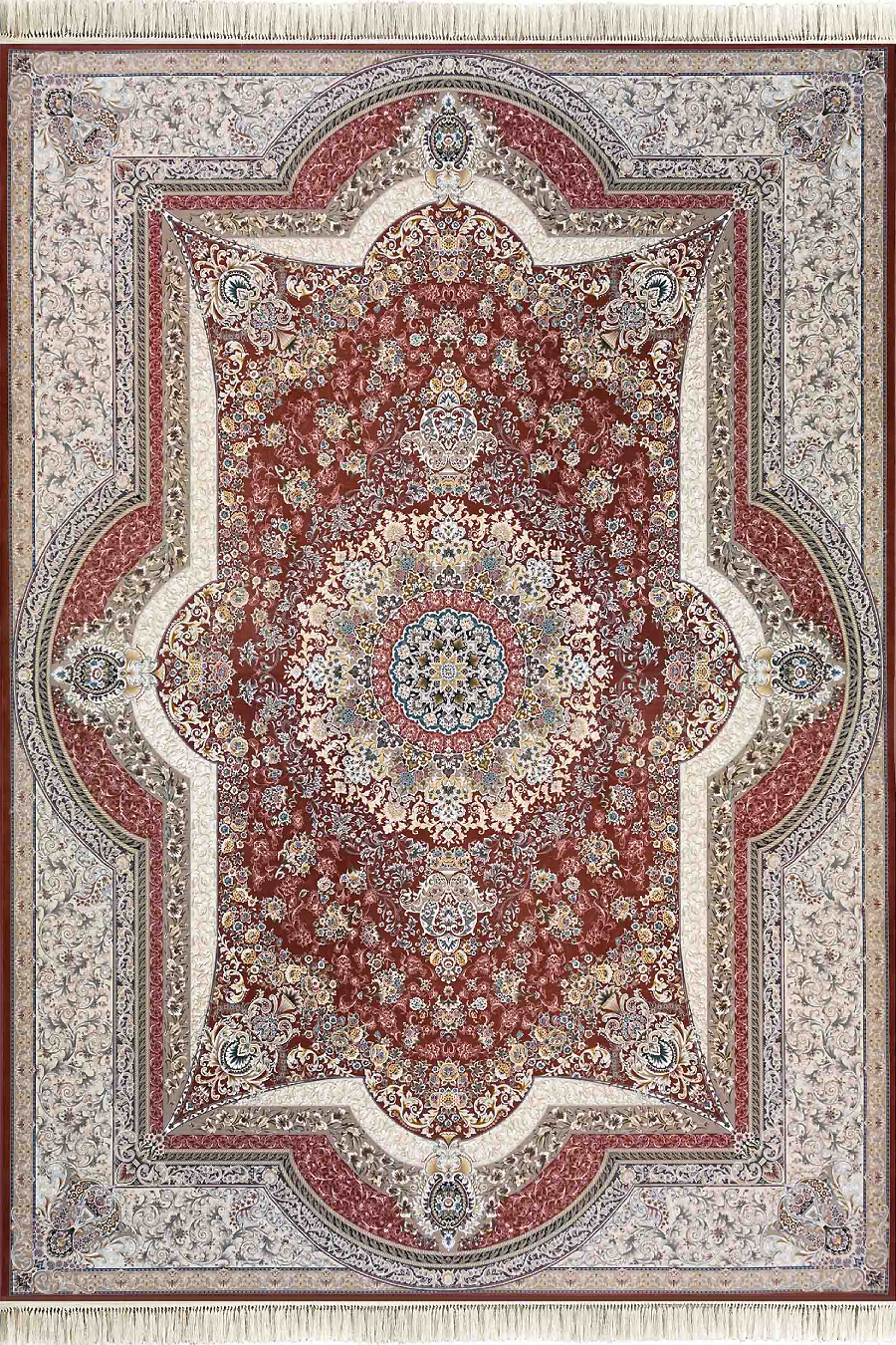 فرش داریوش 1500 شانه کلکسیون مینیاتور کد D1547 زمینه گلبهی (برجسته)