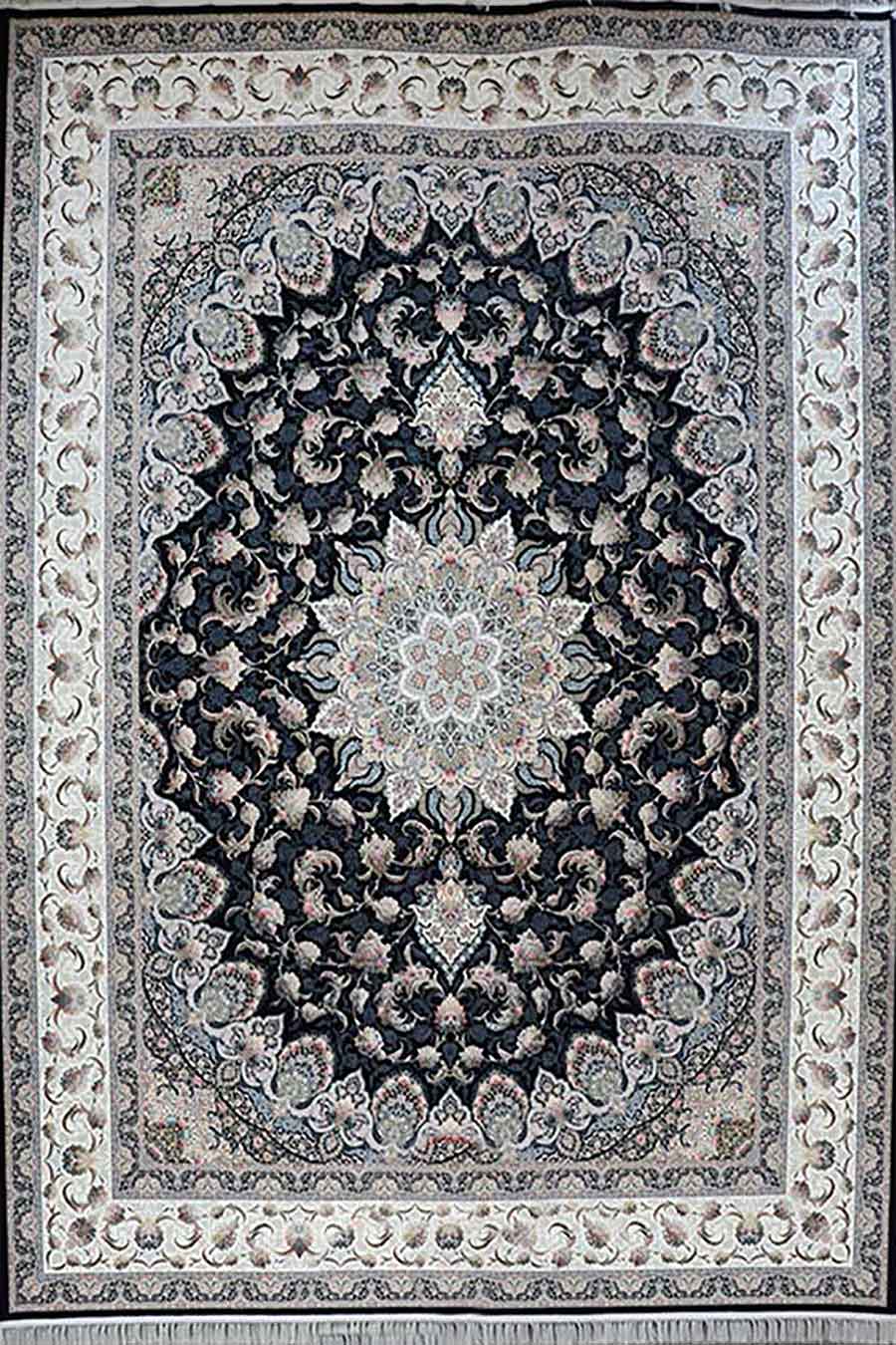 فرش مشهد 1500 شانه کد 815005 زمینه سورمه ای