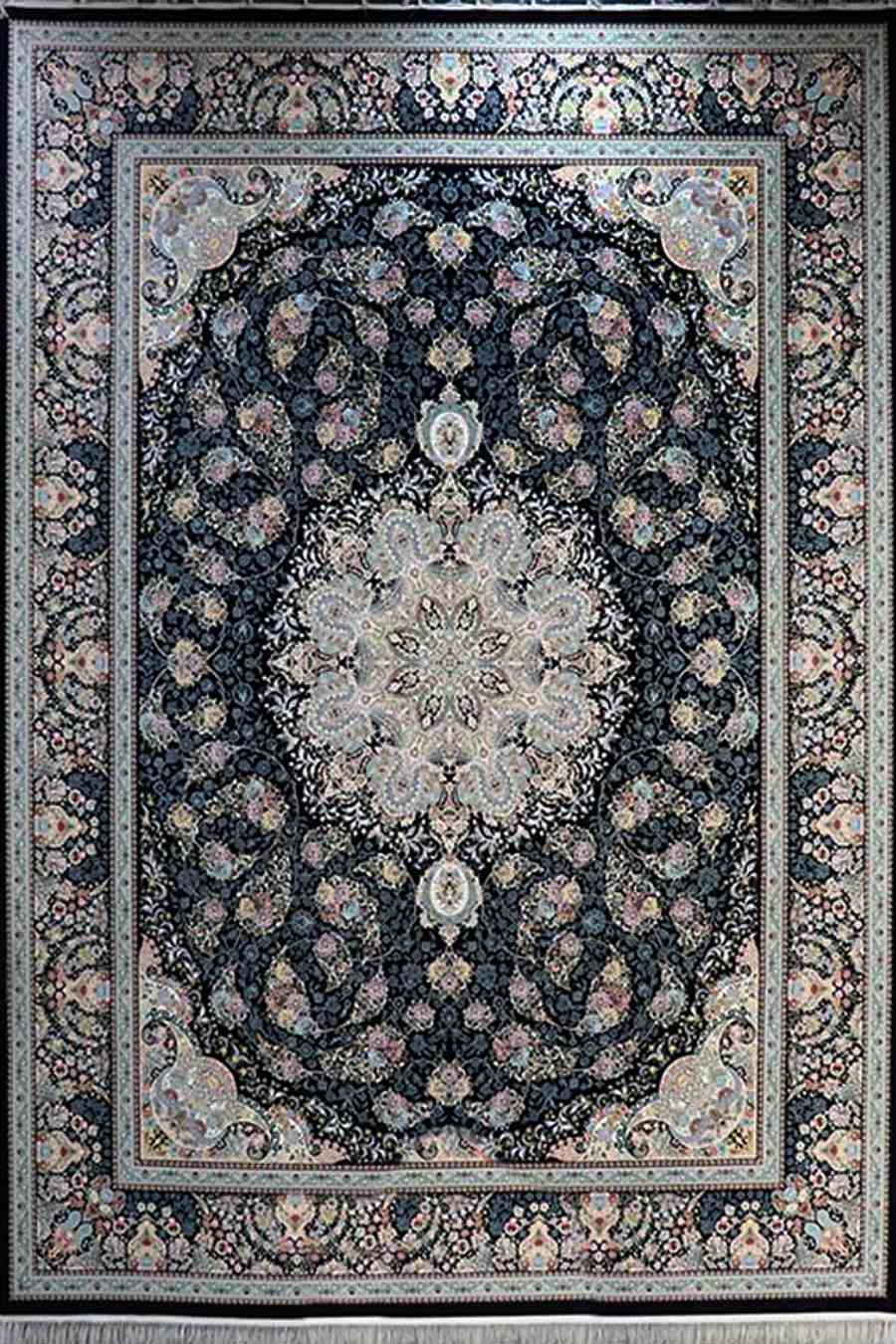 فرش مشهد 1500 شانه کد 815014 زمینه سورمه ای