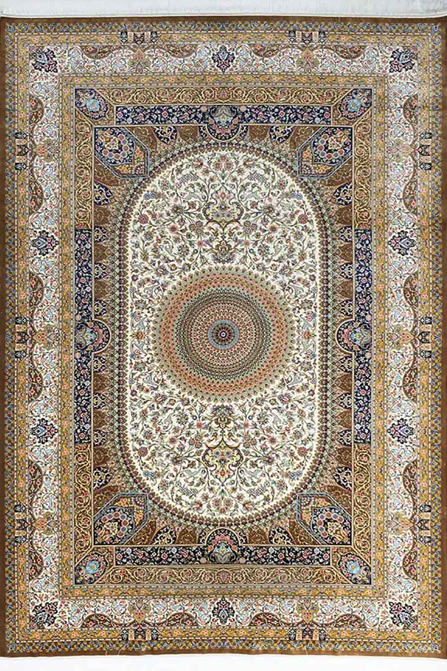 فرش شاهرخ 1700 شانه ابریشمی طرح ترمه (رنگبندی متنوع)