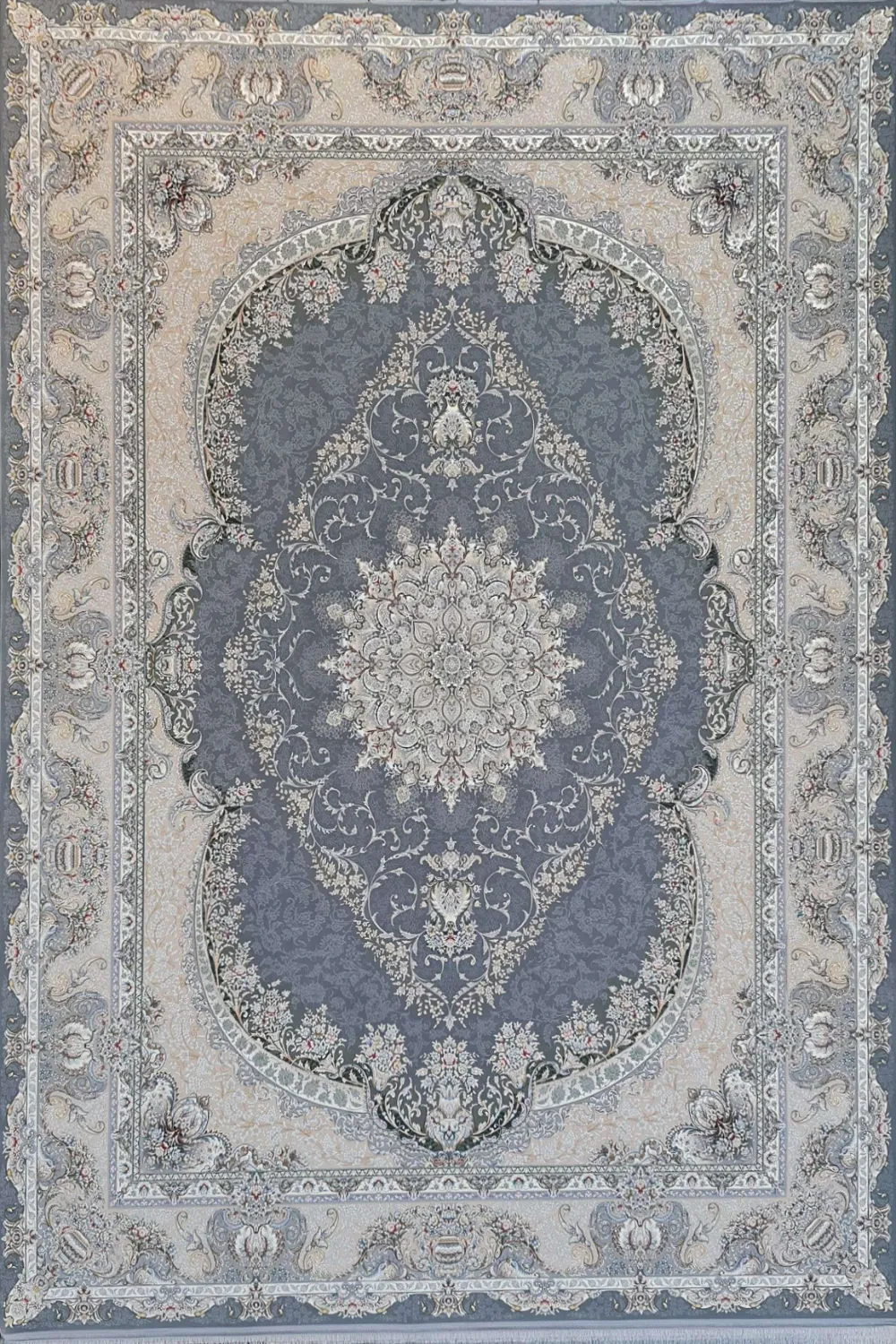 فرش آینده 1500 شانه کلکسیون آرامیس طرح ماندانا زمینه دودی (برجسته)