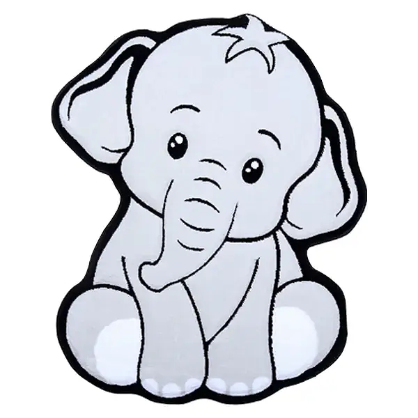 فرش زرباف سه بعدی پرزبلند طرح فیل زمینه طوسی (شگی)